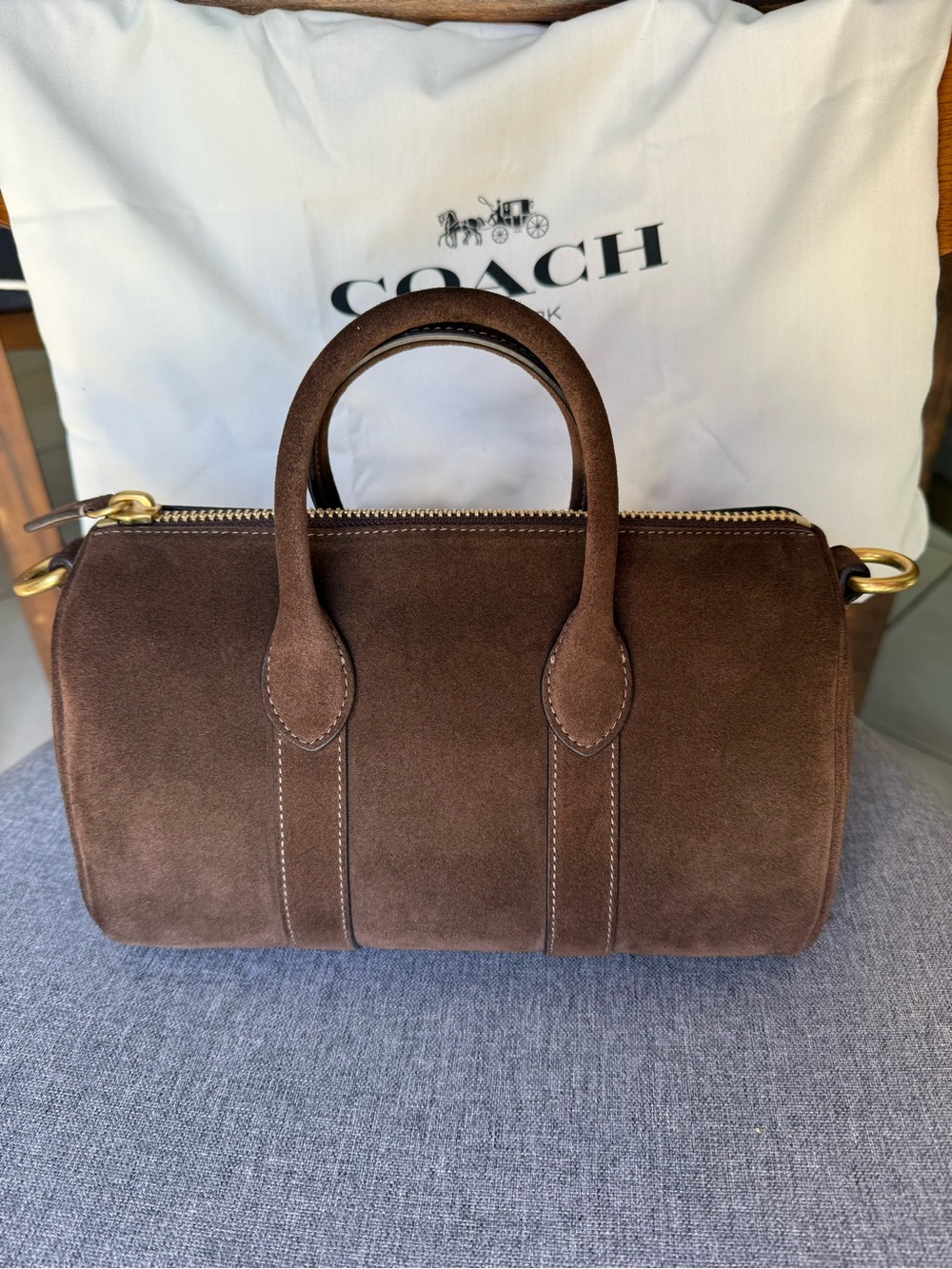 Coach Compass 25 Chocolate Suede - Style No. CFA51 - Picture 5 of 9
